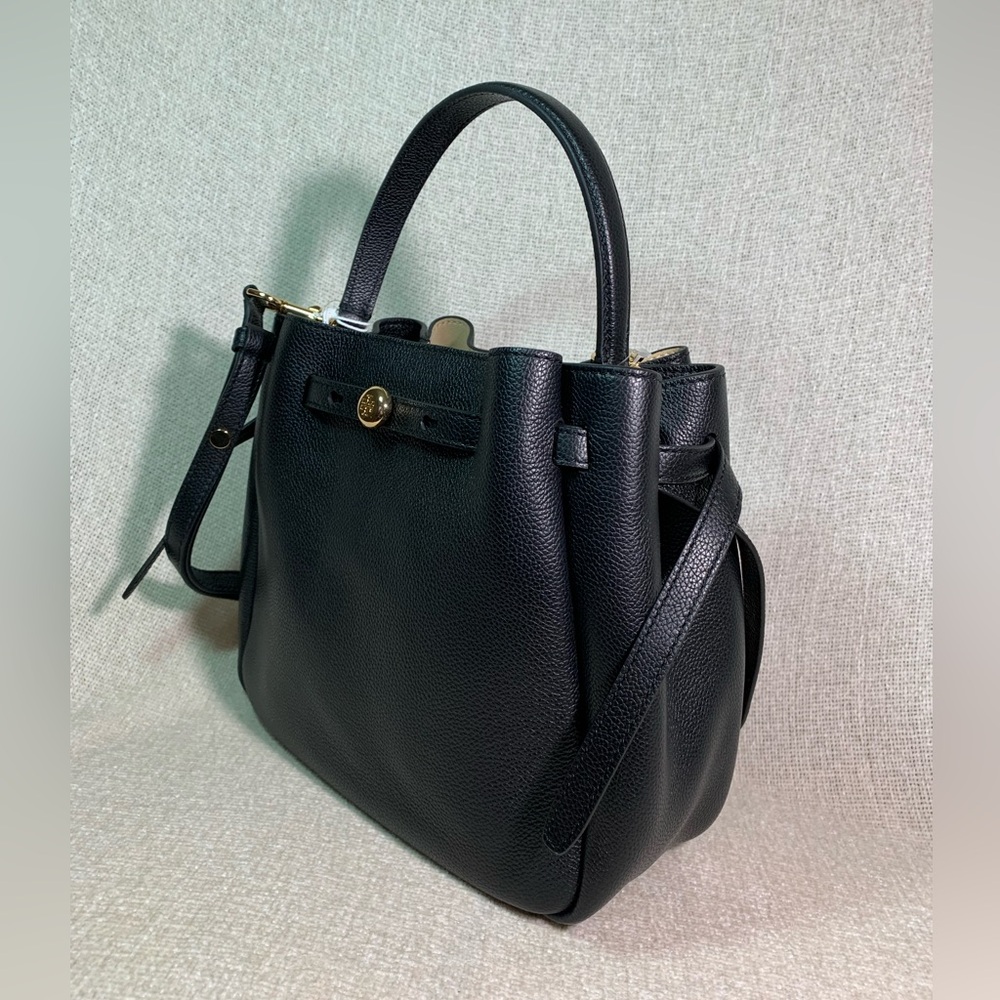 NEW Tory Burch Romy Black Bucket Bag/Satchel/Shoulder/Crossbody/Drawstring Tote - Picture 5 of 13